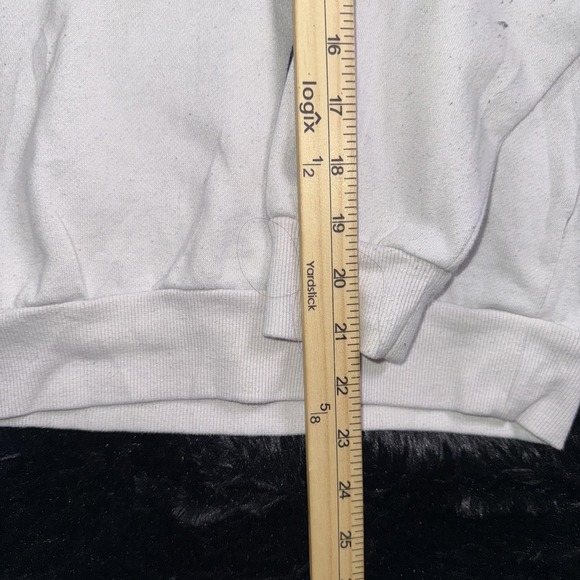 SWS/ACTIVE Sweatshirt Womens Large White Fleece Pullover Stripe Crewneck - Picture 4 of 6